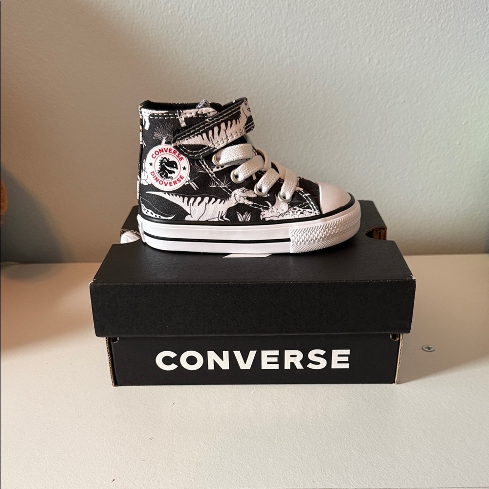 Converse Kids Black & White Dinosaur High-Top Sneakers